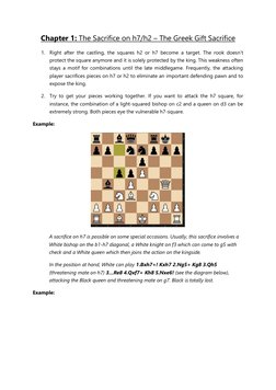 Chapter 1: The Sacrifice on h7/h2 – The Greek Gift Sacrifice 
1. Right after the castling, the squares h2 or h7 become a targ