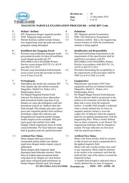 Revision no.
:
00
Date
:
21 December 2018
Page
:
6 of 18
MAGNETIC PARTICLE EXAMINATION PROCEDURE - ASME BPV Code
5
Definisi -