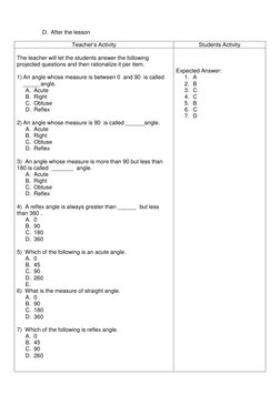 D. After the lesson 
Teacher’s Activity 
Students Activity 
 
The teacher will let the students answer the following 
proje