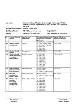 Laboratory 
Central Institute of Plastics Engineering & Technology (CIPET),  
DCRUST Campus, 50th Mile Stone, NH-1, Murthal,