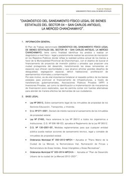 PLAN DE TRABAJO 
SANEAMIENTO FÍSICO LEGAL DE BIENES ESTATALES 
 
“DIAGNÓSTICO DEL SANEAMIENTO FÍSICO LEGAL DE BIENES 
EST