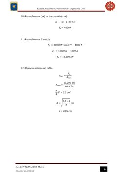 Escuela Académico Profesional de “Ingeniería Civil”  
 
 
6 
Ing. LEÓN FERNÁNDEZ, Mariela 
Mecánica de Sólidos I 
10) Reempla