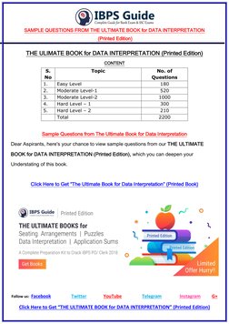 (https://estore.ibpsguide.com/publications)
SAMPLE QUESTIONS FROM THE ULTIMATE BOOK for DATA INTERPRETATION 
 (Printed Edit