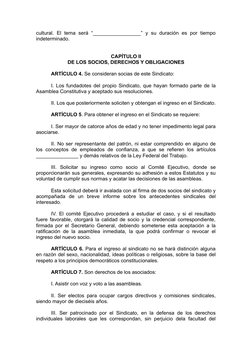 cultural. El  tema  será  “_________________” y su  duración  es por tiempo
indeterminado.
CAPÍTULO II
DE LOS SOCIOS, DERECHO
