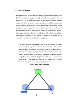 5 
 
2.1.2. Mejora de Procesos 
 
En Una alternativa en el desarrollo de software de calidad, es contemplar los 
beneficios q