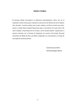 ii 
 
DEDICATORIA 
 
 
El presente trabajo investigativo lo dedicamos principalmente a Dios, por ser el 
inspirador y darnos