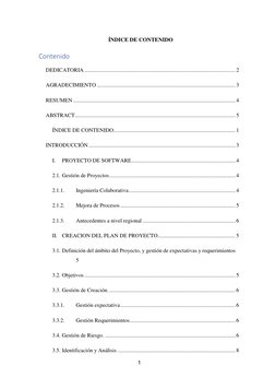 1 
 
ÍNDICE DE CONTENIDO 
Contenido 
DEDICATORIA ............................................................................