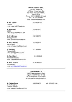 Dhanuka Agritech Limited, 
14th Floor, Building 5A, 
DLF Cyber Terrace, Cyber City,  
DLF Phase III Gurgaon- 122002,  
Haryan