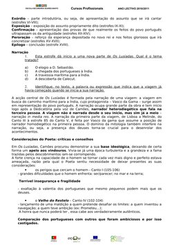 Cursos Profissionais
ANO LECTIVO 2010/2011
Exórdio –  parte  introdutória,  ou  seja,  de  apresentação  do  assunto  que  se