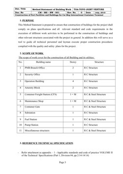 Doc. Title
Method Statement of Building Work
TOA-TOYO JOINT VENTURE
Doc. No
CM – MS – BW - 001
Rev. No.
0
Date
July, 2010
Con