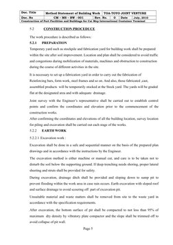 Doc. Title
Method Statement of Building Work
TOA-TOYO JOINT VENTURE
Doc. No
CM – MS – BW - 001
Rev. No.
0
Date
July, 2010
Con