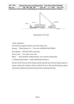 Doc. Title
Method Statement of Building Work
TOA-TOYO JOINT VENTURE
Doc. No
CM – MS – BW - 001
Rev. No.
0
Date
July, 2010
Con