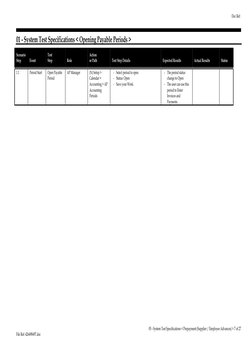 01 - System Test Specifications < Opening Payable Periods >
Scenario
Step
Event
Test
Step
Role
Action
or Path
Test Step Detai
