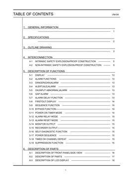 TABLE OF CONTENTS 
VM-5K 
 
v 
 
1.  GENERAL INFORMATION 
  
 
 
  --------------------------------------------------------