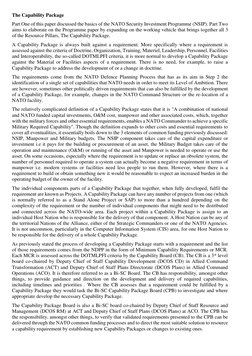 The Capability Package 
Part One of this paper discussed the basics of the NATO Security Investment Programme (NSIP). Part Tw