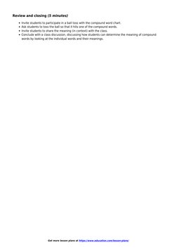 Get more lesson plans at https://www.education.com/lesson-plans/
Review and closing (5 minutes)
Invite students to participat
