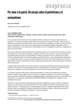 Por Amor A La Patria Un Ensayo Sobre El Patriotism PDF | PDF ...