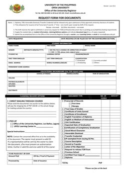 REQUEST FORM FOR DOCUMENTS 
 
 
 
 
 
 
 
 
 
 
 
 
 
 
 
 
 
 
TO BE FILLED OUT  BY OUR 
Amount Paid 
 
OR No./ Proof of P
