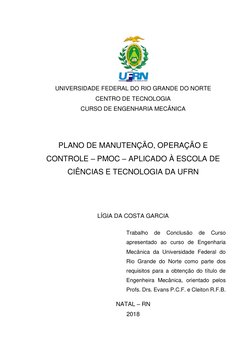 UNIVERSIDADE FEDERAL DO RIO GRANDE DO NORTE 
CENTRO DE TECNOLOGIA 
CURSO DE ENGENHARIA MECÂNICA 
PLANO DE MANUTENÇÃO, OPE