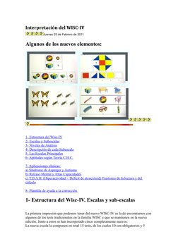 Interpretación del WISC-IV
Jueves 03 de Febrero de 2011
Algunos de los nuevos elementos:
1- Estructura del Wisc-IV (http://ww