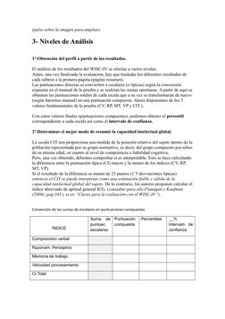 (pulse sobre la imagen para ampliar) 
3- Niveles de Análisis
1º-Obtención del perfil a partir de los resultados. 
El análisis
