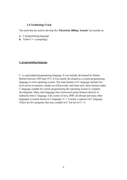 Electricity Billing System Project Report | PDF | C (Programming ...