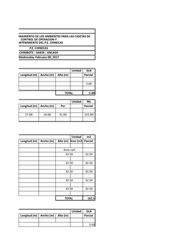 STRUCUTURAS
P.E. CHINECAS
CHIMBOTE - SANTA - ANCASH
Wednesday, February 08, 2017
Unidad
GLB
Longitud (m)
Ancho (m)
Alto (m)
P