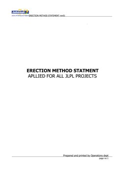 Erection Method Statement for JLPL Projects | PDF | Safety | Crane ...