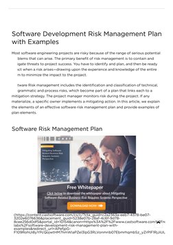 Software Development Risk Management Plan
with Examples
Most software engineering projects are risky because of the range of