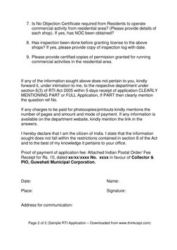 Page 2 of 2 (Sample RTI Application – Downloaded from www.thinkcept.com) 
7. Is No Objection Certificate required from Reside