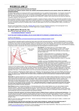 WEIBULL-DR 21
Professional Reliability Analysis Routines and Reports
This program was created by research, design, test, r