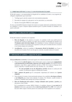 4 
 
 
1. 3. PREPARACIÓN DE LA SALA Y LOS PUESTOS DE EXAMEN 
El día del examen, y con anterioridad a la llegada de los cand