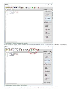 Nuestro programa está completo: podemos comprobar su funcionamiento pulsando el botón "Ejecutar", cuya imagen recuerda al "