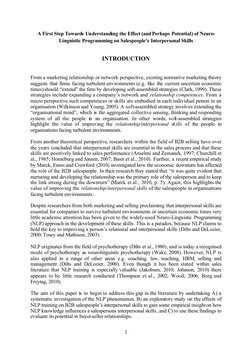 1
A First Step Towards Understanding the Effect (andPerhaps Potential) of Neuro-
Linguistic Programming on Salespeople’s Inte