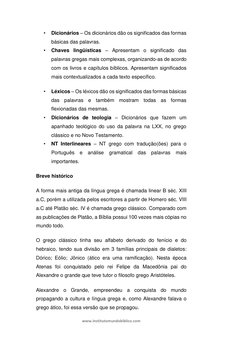www.institutomundobiblico.com 
 
• 
Dicionários – Os dicionários dão os significados das formas 
básicas das palavras. 
• 
Ch