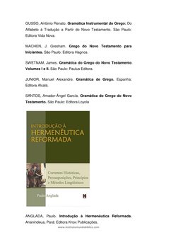 www.institutomundobiblico.com 
 
GUSSO, Antônio Renato. Gramática Instrumental do Grego: Do 
Alfabeto à Tradução a Partir do