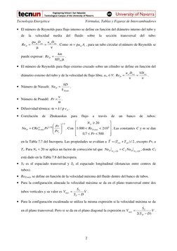Tecnología Energética 
Fórmulas, Tablas y Figuras de Intercambiadores 
2 
• El número de Reynolds para flujo interno se def