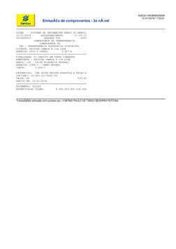 EmissÃ£o de comprovantes - 3o nÃ-vel
A35G311653806305009
31/01/2018 17:03:21
SISBB  -  SISTEMA DE INFORMACOES BANCO DO BRASIL