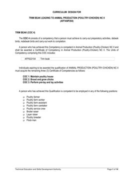 Technical Education and Skills Development Authority 
Page 1 of 14  
CURRICULUM  DESIGN FOR 
 
TRIM BEAK LEADING TO ANIMAL PR