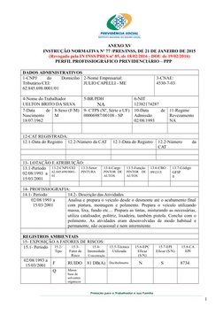 ANEXO XV
INSTRUÇÃO NORMATIVA Nº 77 /PRES/INSS, DE 21 DE JANEIRO DE 2015
(Revogado pela IN INSS/PRES nº 85, de 18/02/2016 - DO