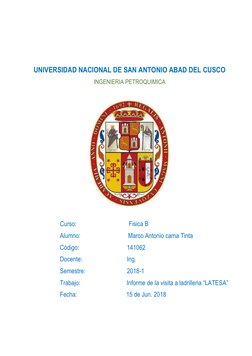 UNIVERSIDAD NACIONAL DE SAN ANTONIO ABAD DEL CUSCO 
INGENIERIA PETROQUIMICA 
 
 
 
Curso: