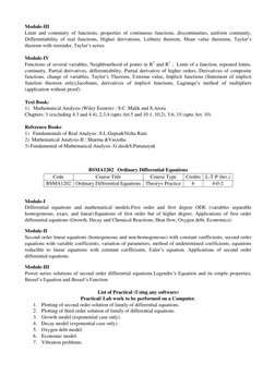 Module-III  
Limit and continuity of functions, properties of continuous functions, discontinuities, uniform continuity, 
Dif