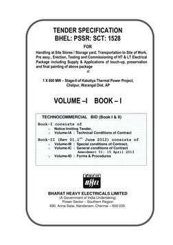 TENDER SPECIFICATION 
BHEL: PSSR: SCT: 1528 
FOR 
Handling at Site