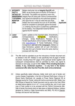 NOTICE INVITING TENDER 
 
 
xi INTEGRITY 
PACT & 
DETAILS OF 
INDEPENDEN
T EXTERNAL 
MONITOR 
(IEM) 
Bidders shall enter into