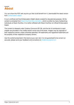 About
You can share this PDF with anyone you feel could benefit from it, downloaded the latest version
from: embarcadero-del
