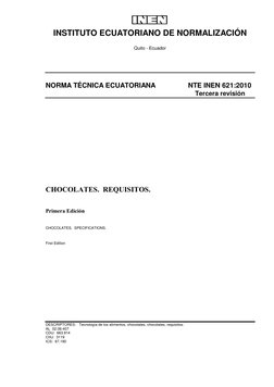 INSTITUTO ECUATORIANO DE NORMALIZACIÓN 
 
Quito - Ecuador 
 
 
 
 
 
NORMA TÉCNICA ECUATORIANA               NTE INEN 621