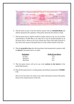 6. That the bank accounts of the firm shall be opened with any Scheduled Bank and 
shall be operated by the signatures