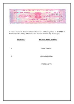 In witness whereof all the aforesaid parties hereto have put their signatures on this DEED of 
Partnership on this 14th