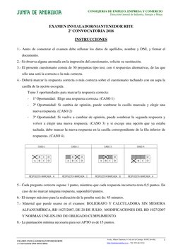 1
CONSEJERÍA DE EMPLEO, EMPRESA Y COMERCIO
Dirección General de Industria, Energía y Minas
EXAMEN INSTALADOR/MANTENEDOR RITE