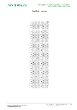 10
CONSEJERÍA DE EMPLEO, EMPRESA Y COMERCIO
Dirección General de Industria, Energía y Minas
EXAMEN INSTALADOR/MANTENEDOR RITE
